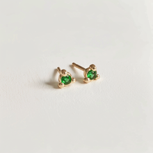 Load image into Gallery viewer, Green Valley, Dainty Simple Green Emerald Studs
