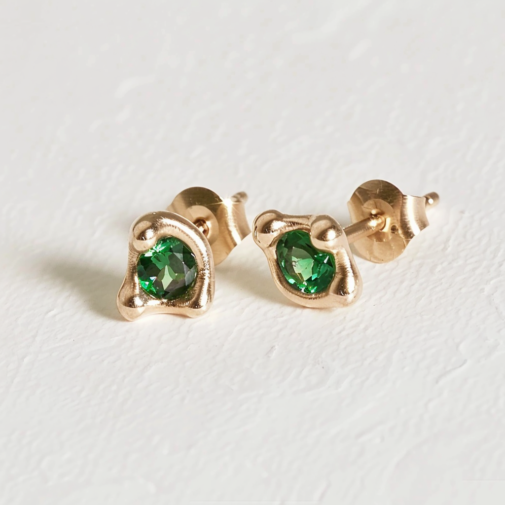 Simple Green Peridot Studs, Peridot Earrings