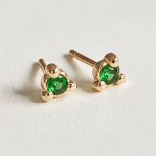 Load image into Gallery viewer, Green Valley, Dainty Simple Green Emerald Studs
