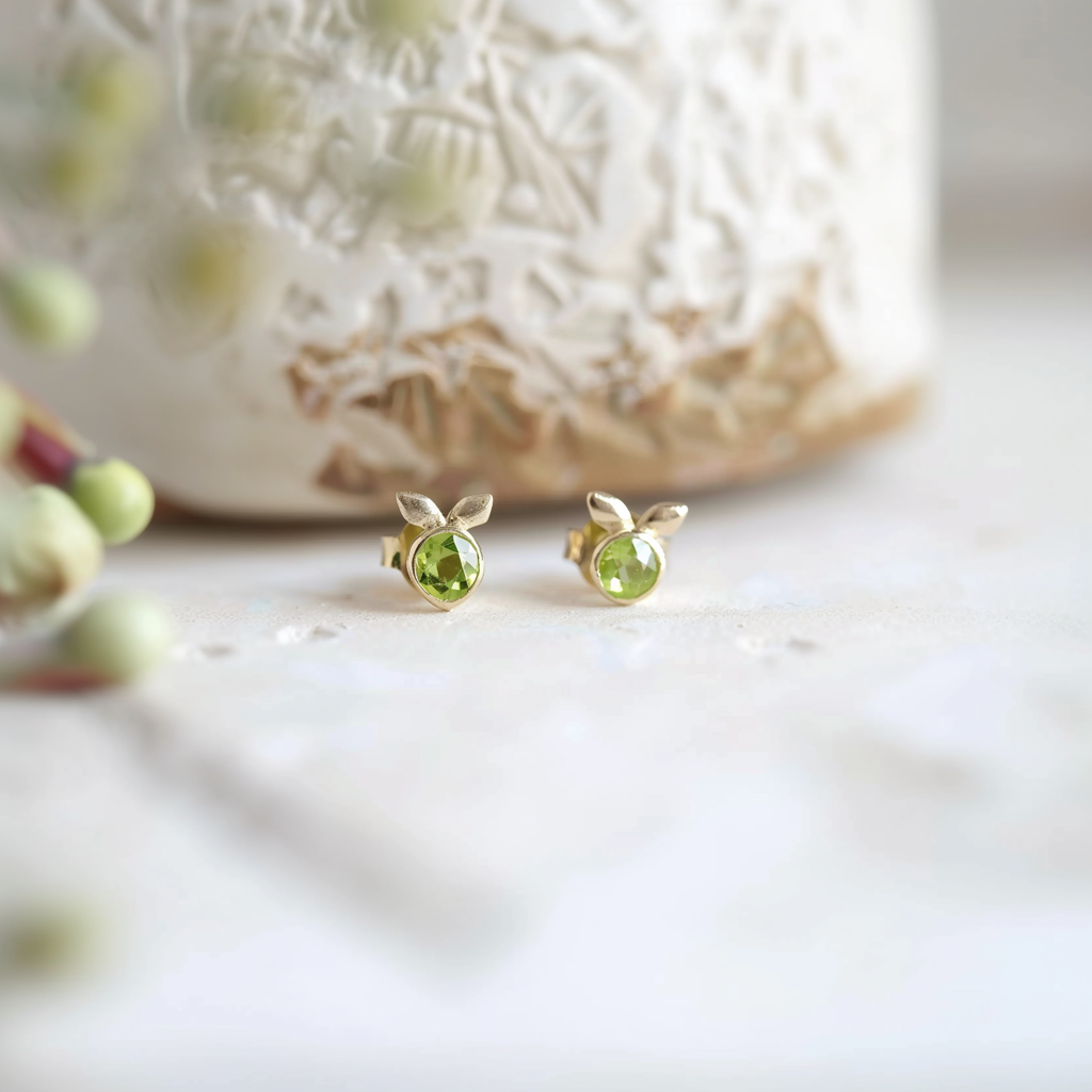 Dainty Peridot Studs