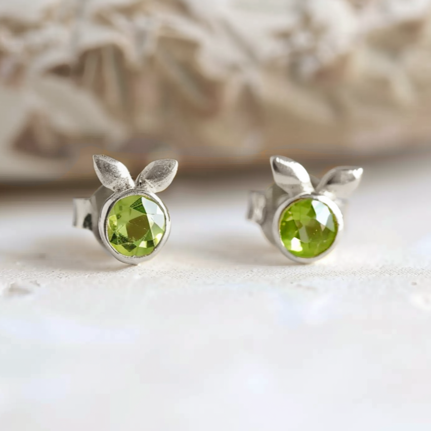 Dainty Peridot Studs