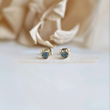 Load image into Gallery viewer, Blue Raw diamond studs, Simple blue diamond earrings
