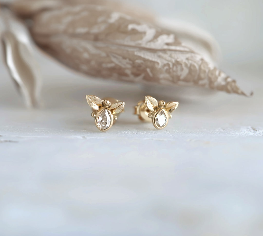 Dainty clear quartz Studs, Quartz Earrings