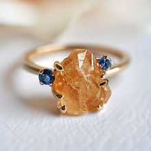 Load image into Gallery viewer, Raw Citrine Ring with sapphire
