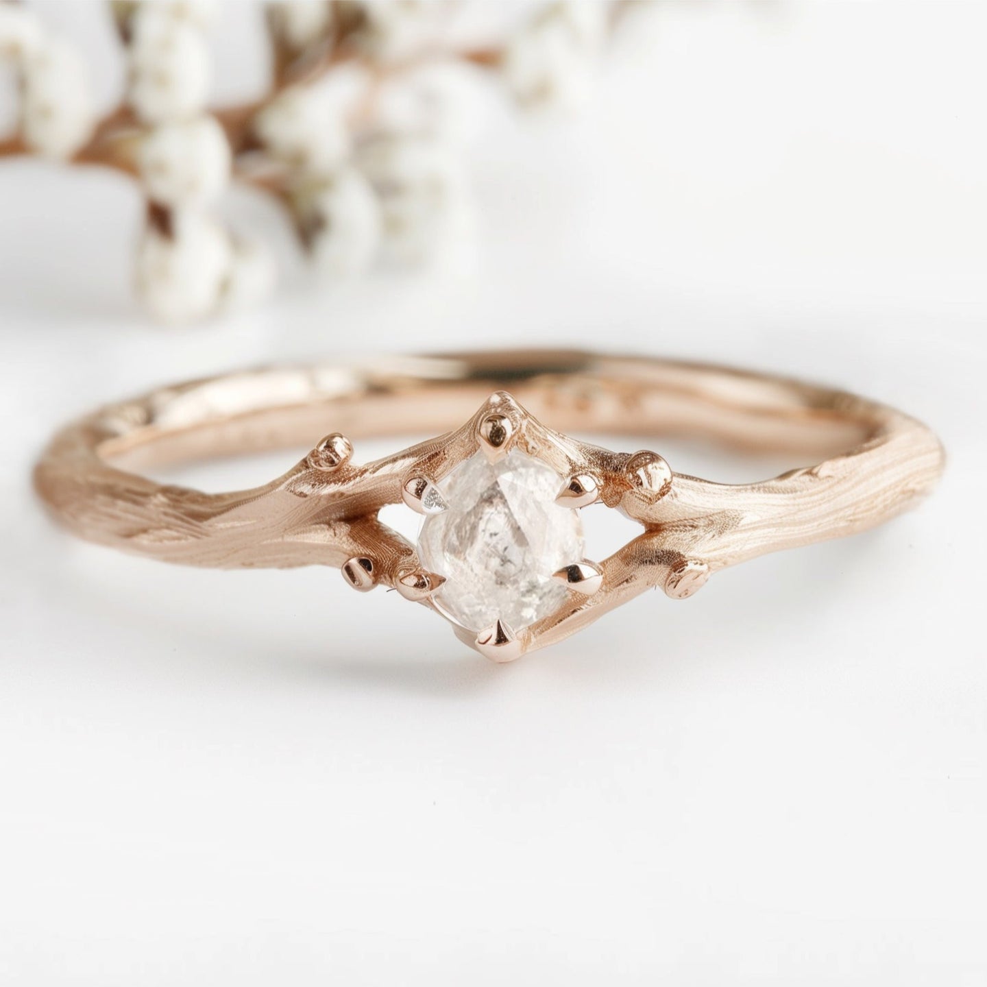 Raw Diamond Ring, Raw Diamond Twig and Engagement Ring