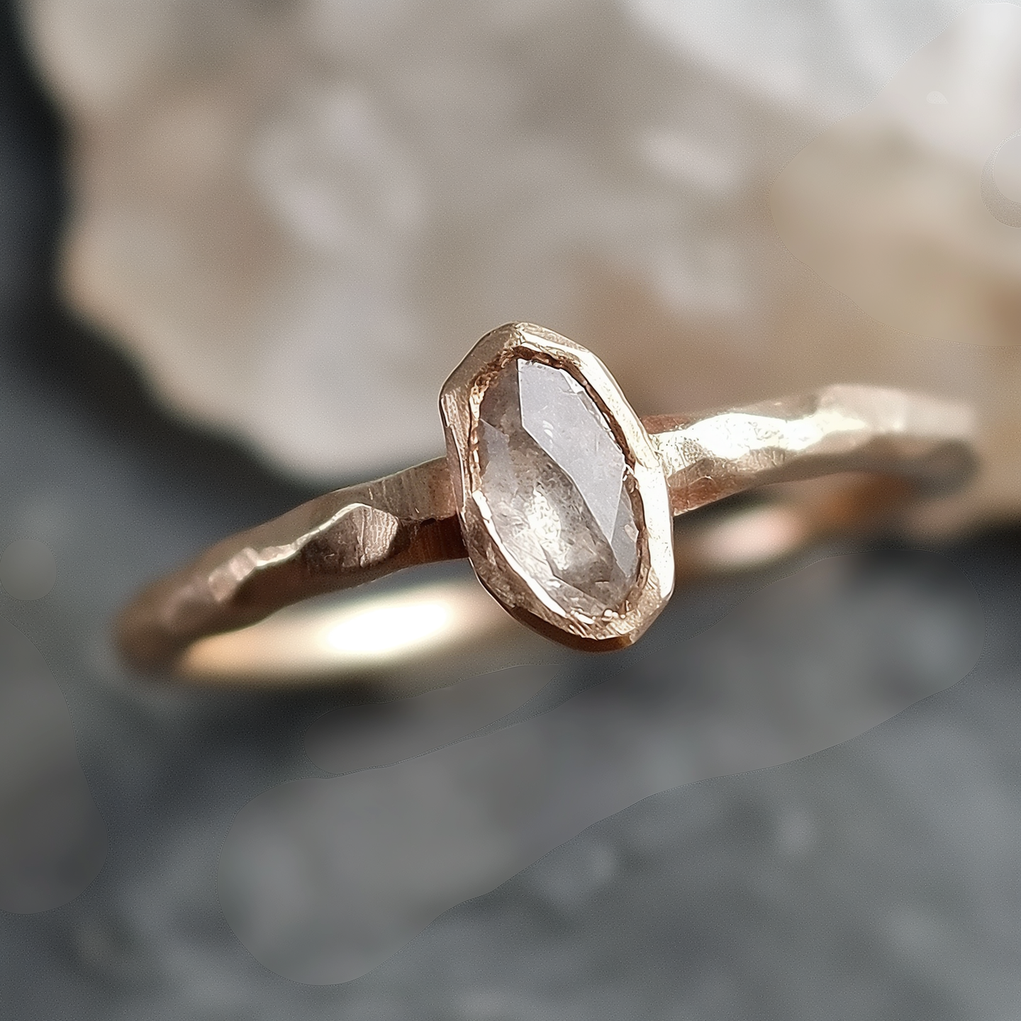 Custom Raw Diamond Engagement Ring, Raw Diamond Ring