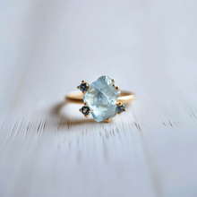 Load image into Gallery viewer, Aquamarine Engagement ring with Sapphire
