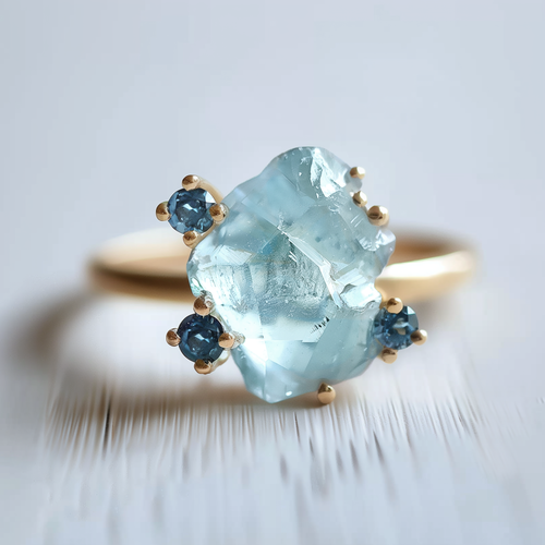 Aquamarine Engagement ring with Sapphire