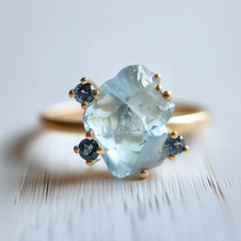 Load image into Gallery viewer, Aquamarine Engagement ring with Sapphire

