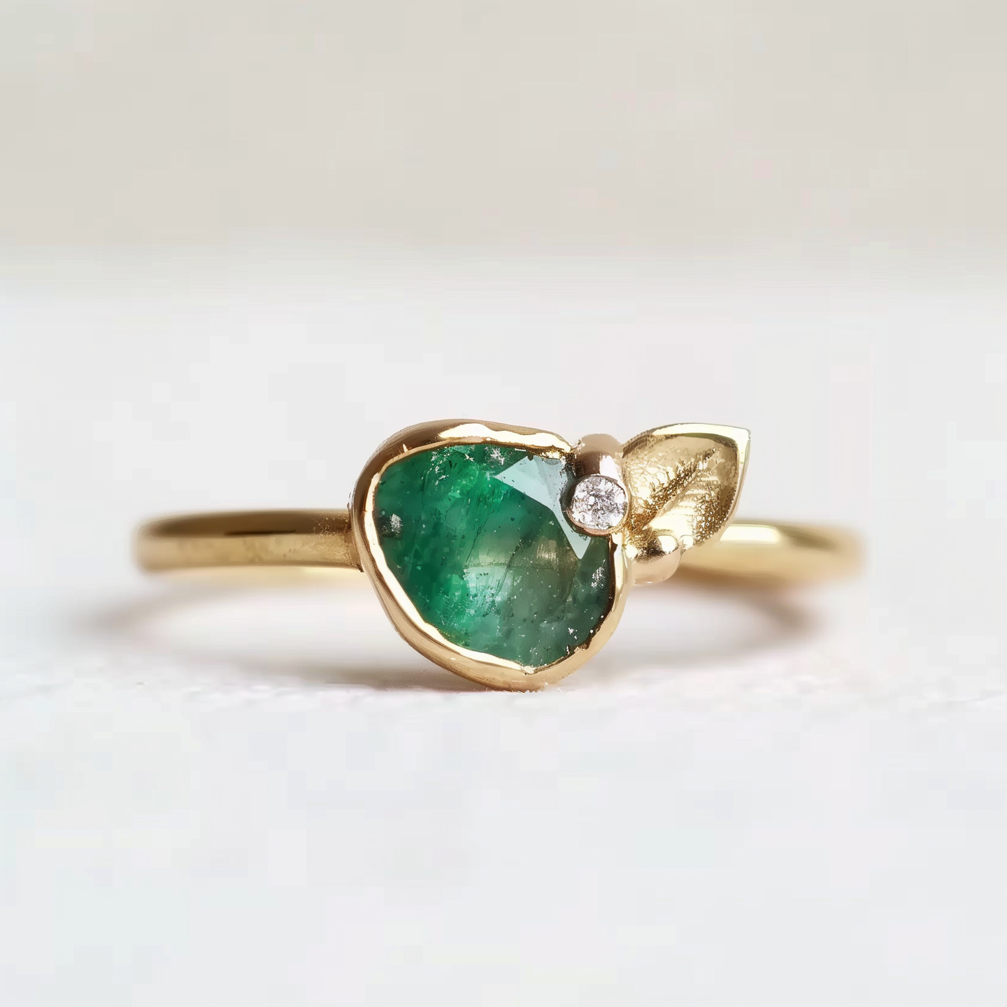 Emerald Engagement Ring, Garden blooming Ring