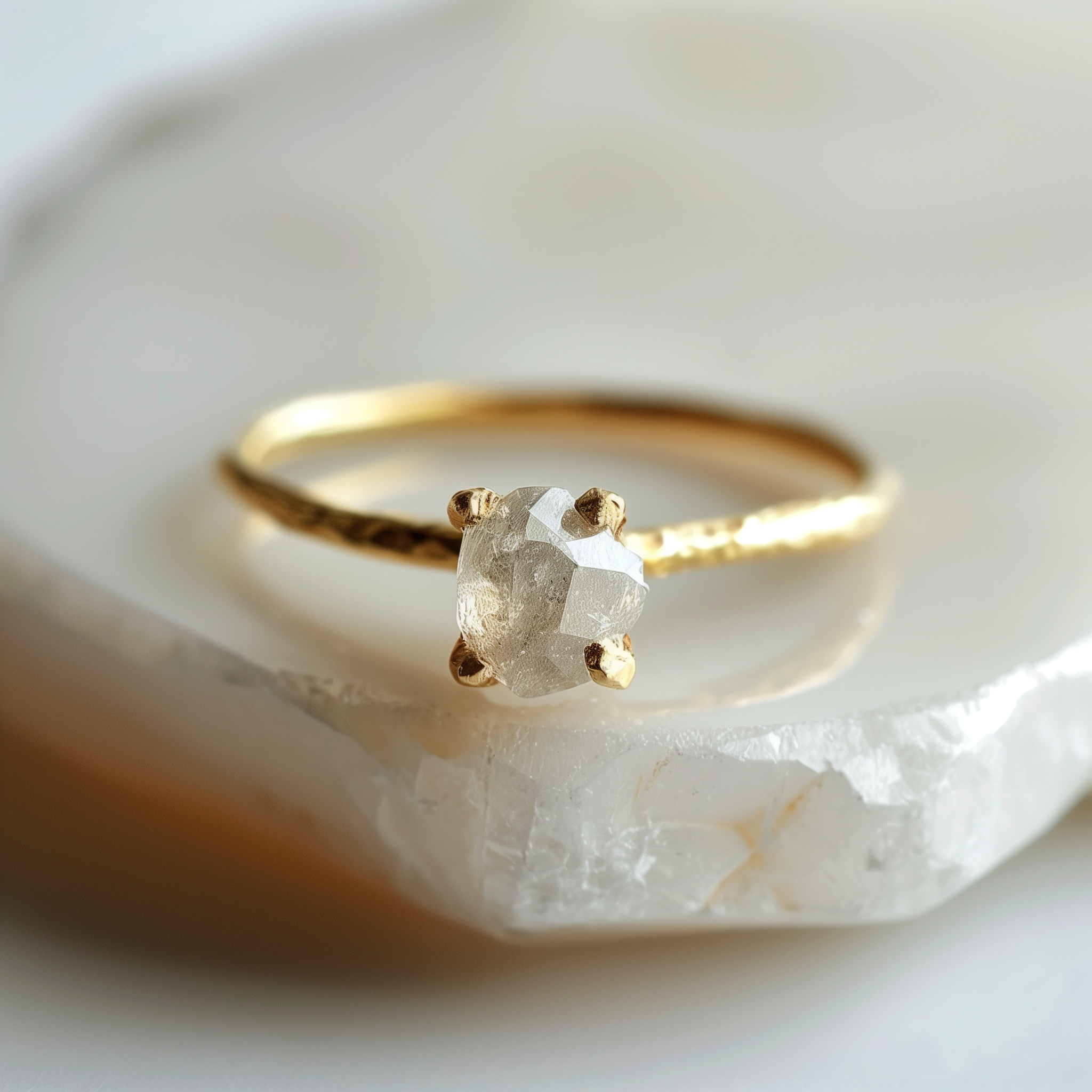 Simple Diamond Ring, Minimalist Raw Diamond Engagement Ring