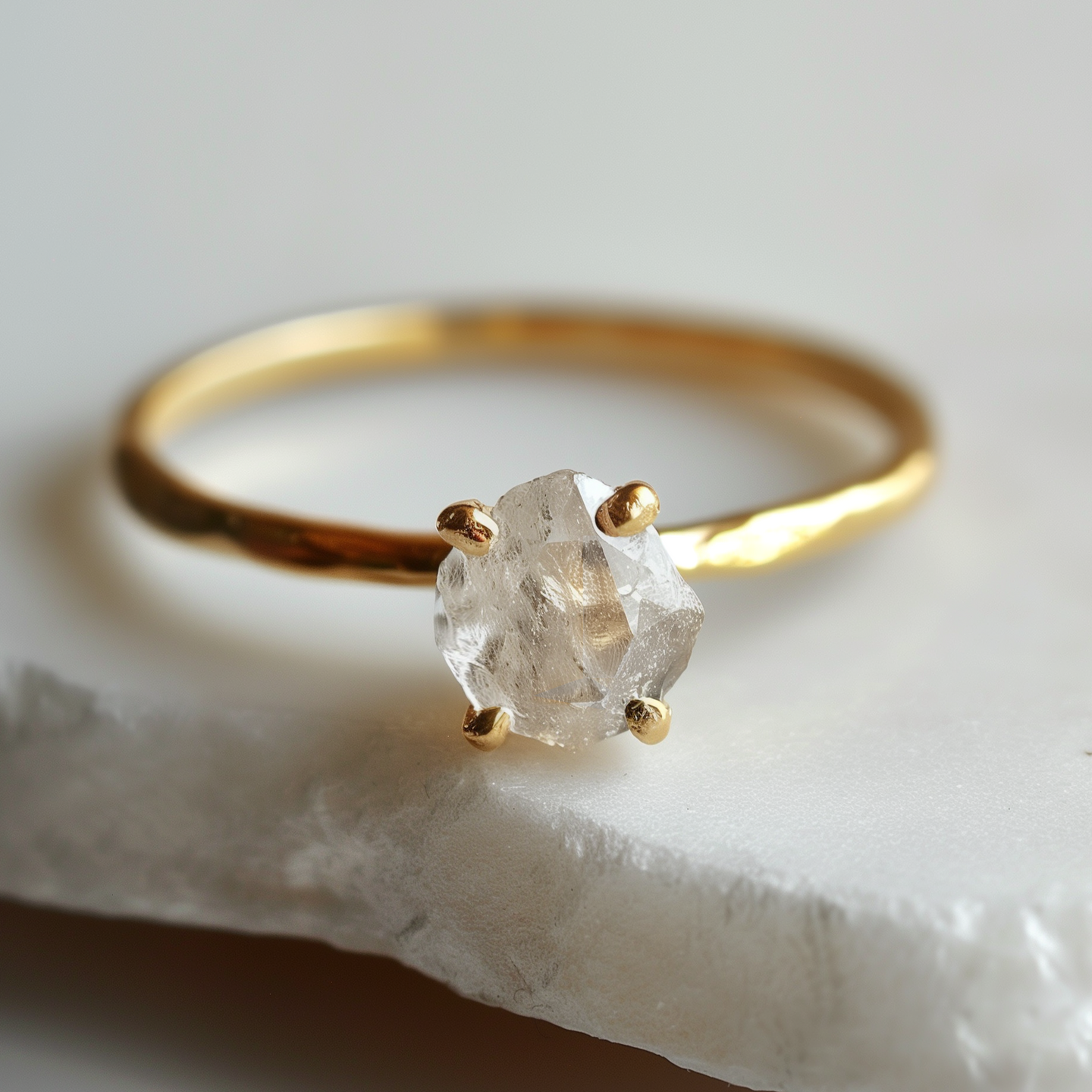 Simple Diamond Ring, Minimalist Raw Diamond Engagement Ring