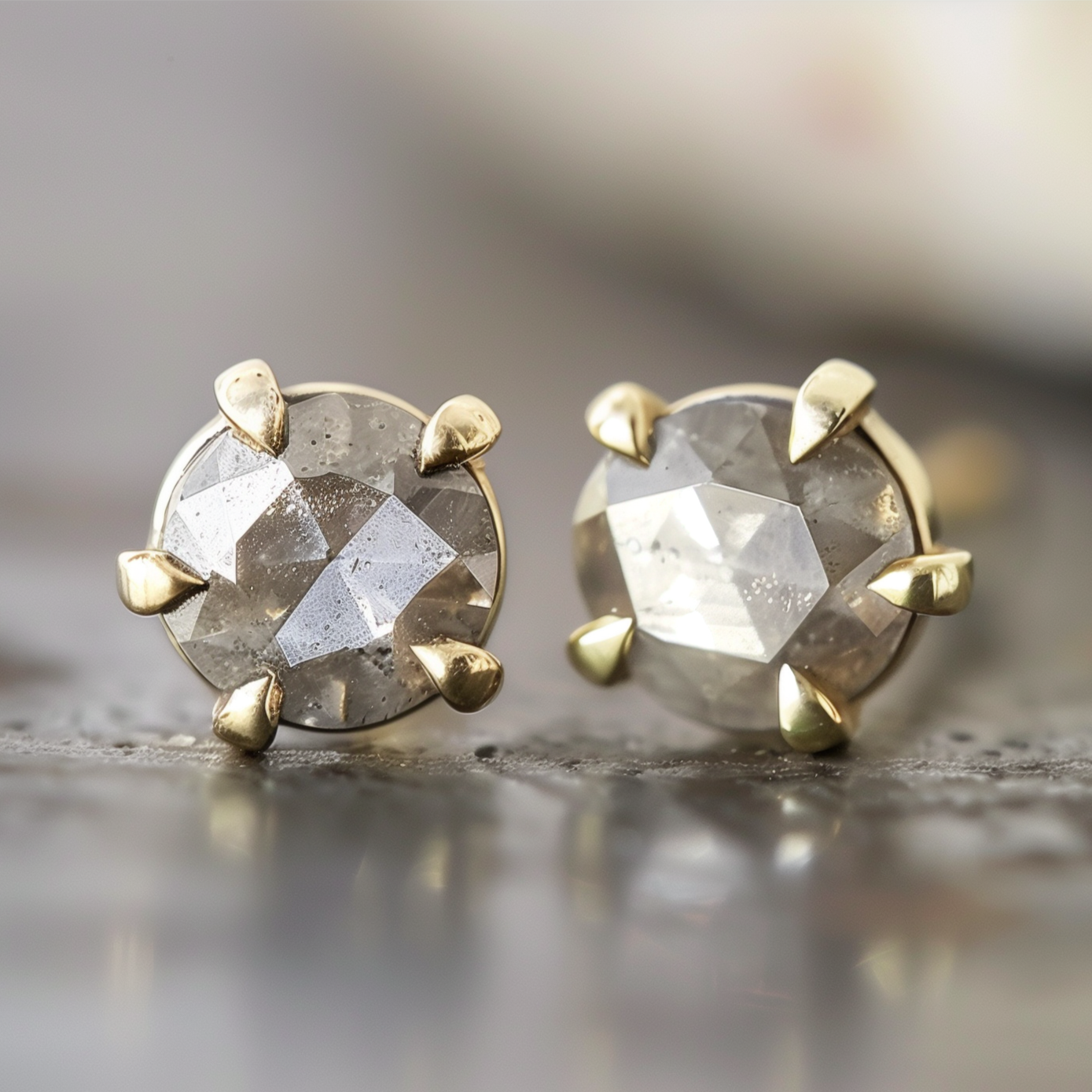 Smoky Mood, Pepper and diamond Diamond Dainty Studs, Diamond Earrings