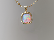 Load image into Gallery viewer, Opal Necklace, White Opal pendant Gold, square shaped opal Pendant
