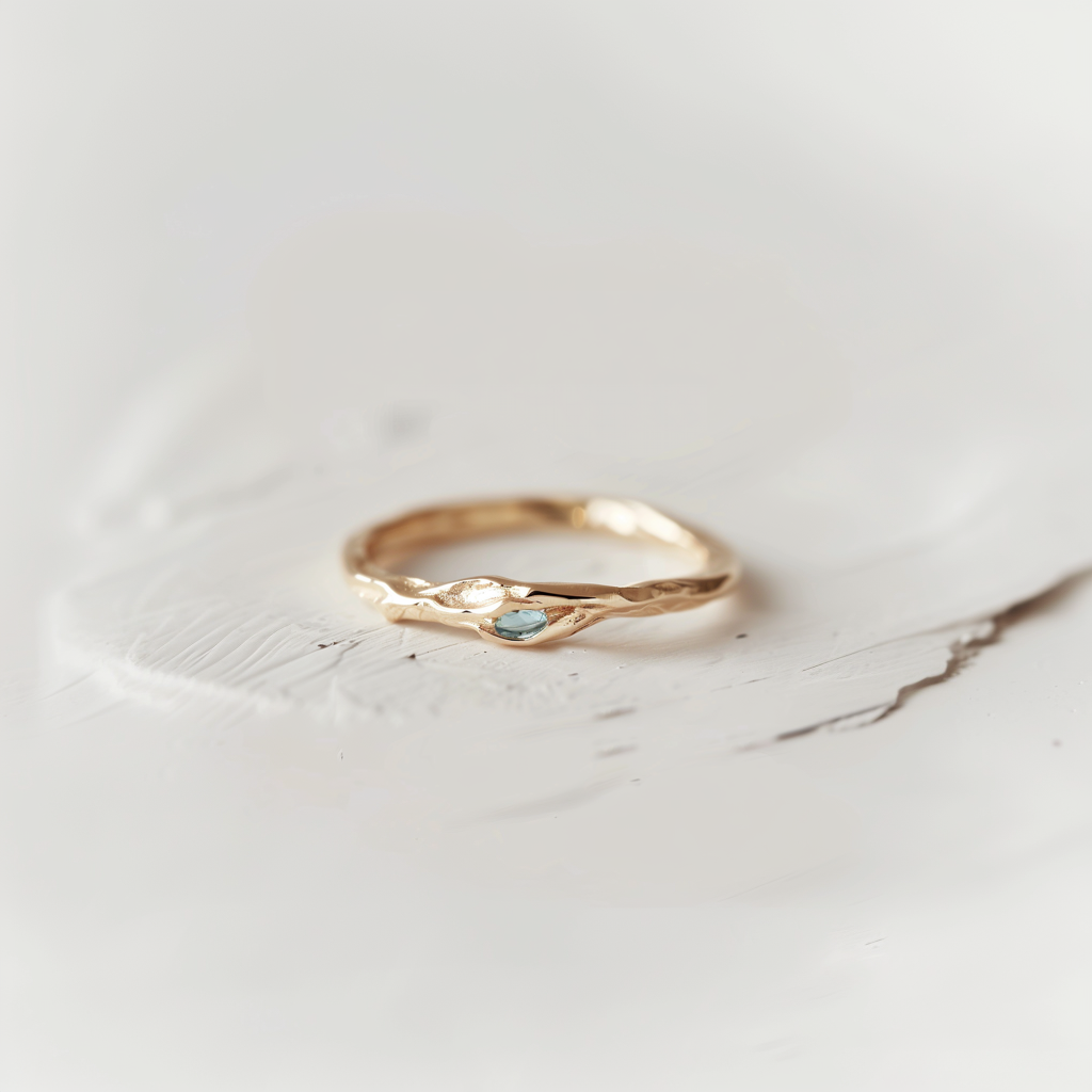 Free formed Simple Aquamarine ring, Dainty Ring