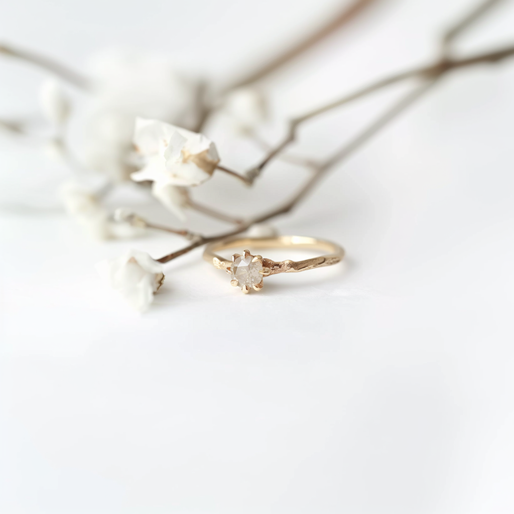 Solitary Raw Diamond Ring, Diamond Engagement Ring
