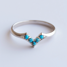 Load image into Gallery viewer, Raw Turquoise chevron wedding band
