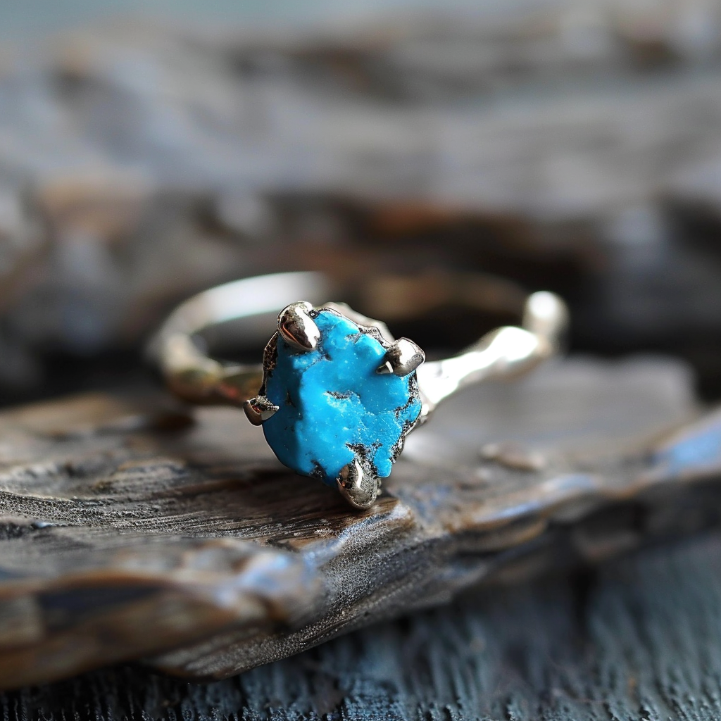 Raw Turquoise Ring, Engagement Ring