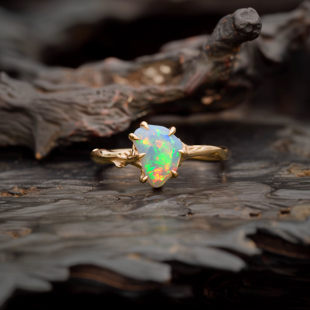Uncut opal engagement ring discount