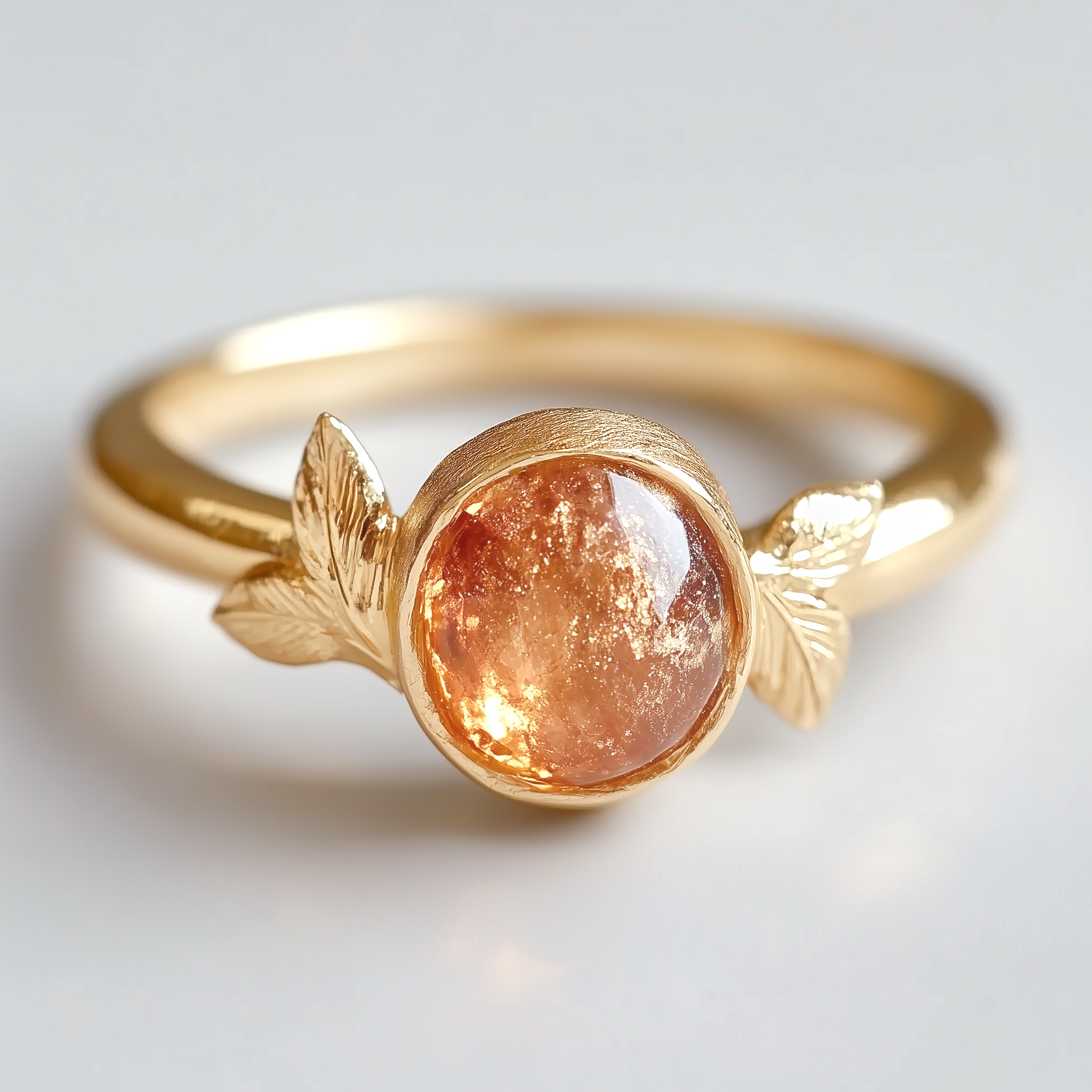 Sunlit Leaf Sunstone Engagement ring