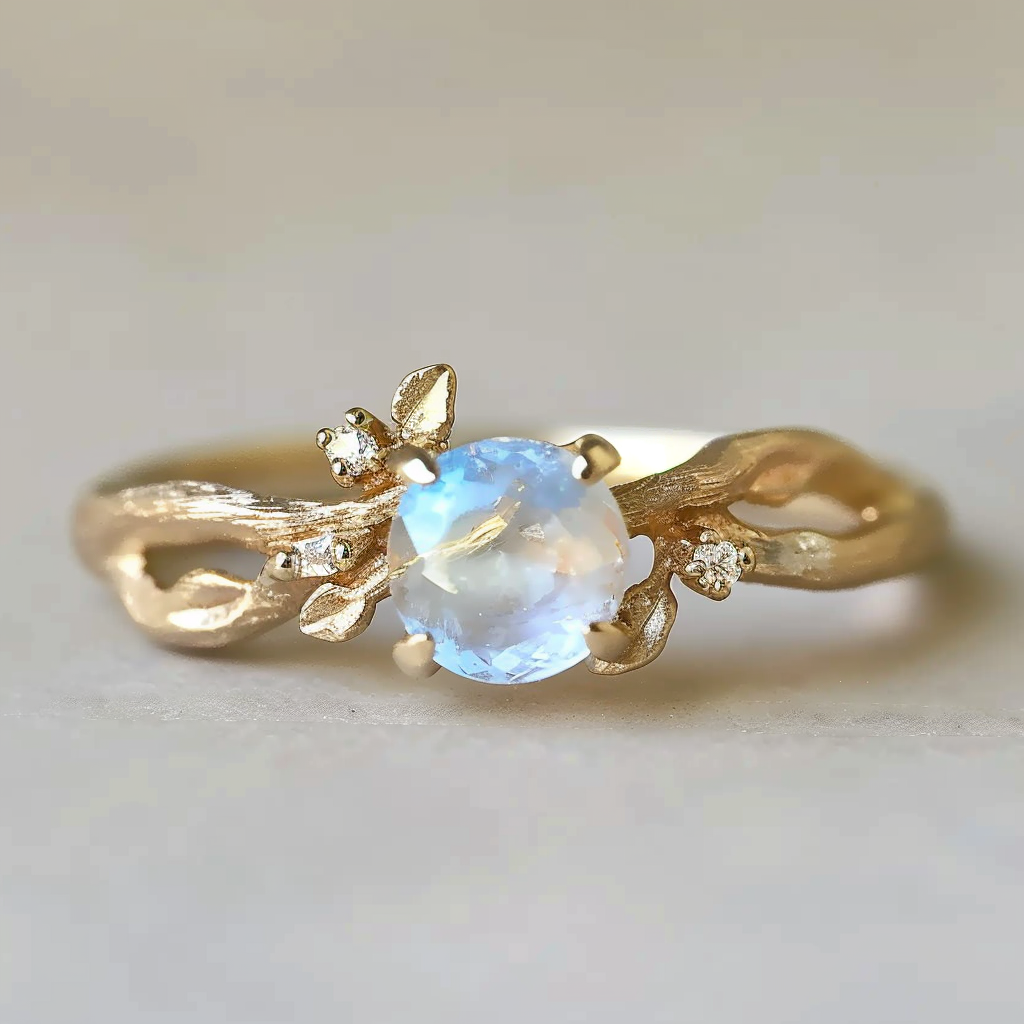 Midnight Glow Moonstone Engagement Ring