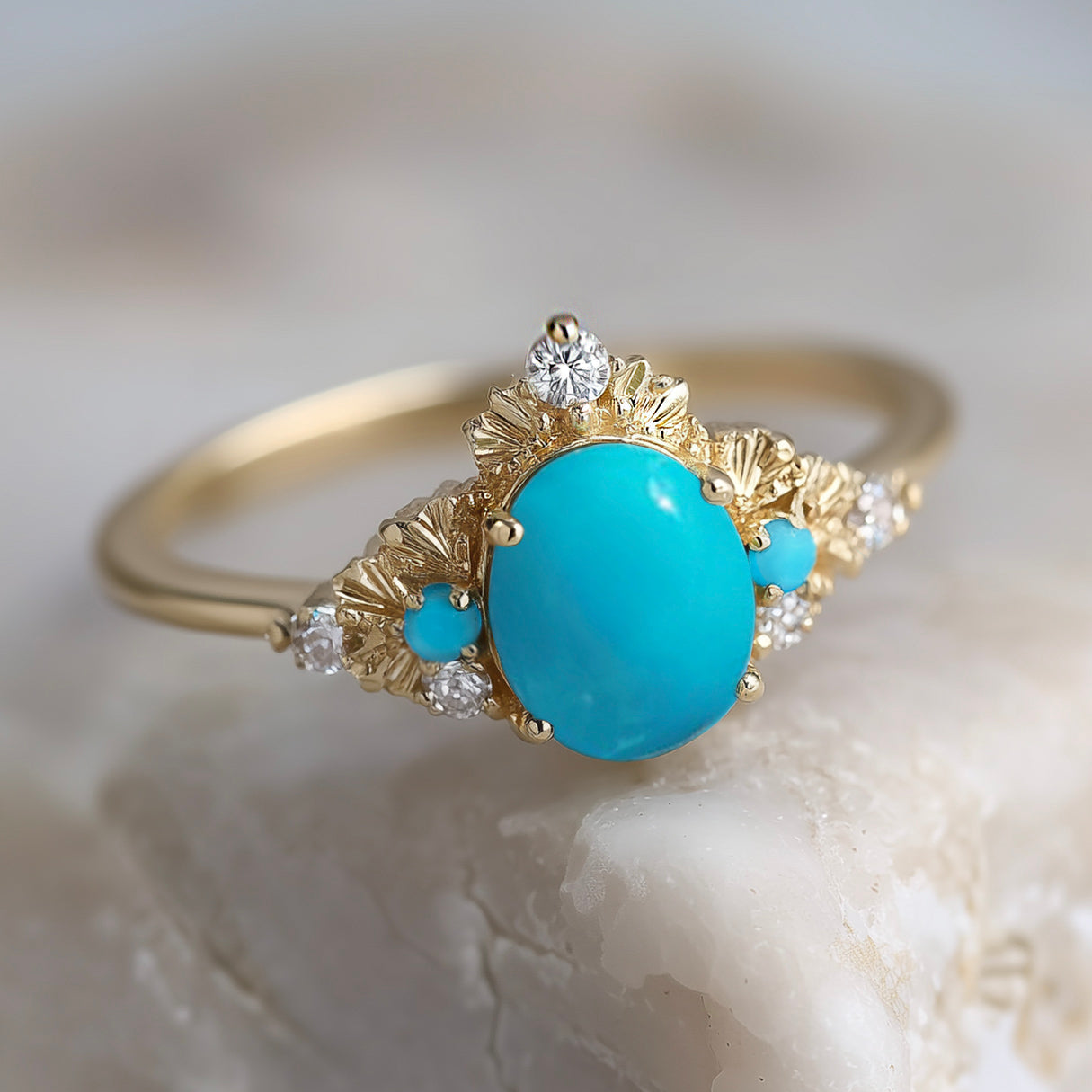 Horizon Blue Turquoise Engagement ring, Natural Turquoise Engagement ring, Turquoise Wedding Ring