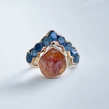 Load image into Gallery viewer, Raw Citrine Ring, Sapphire Wedding Ring Set
