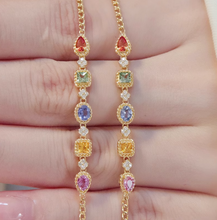 Load image into Gallery viewer, Color of Sapphire Bracelet, Solid 18k Gold Bracelet, Colorful Natural Sapphire Summer Bracelet

