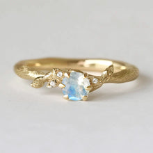 Load image into Gallery viewer, Fairy Blue Solid Gold Moonstone Engagement Ring
