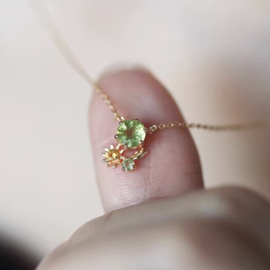 Natural Peridot Necklace, Sterling Silver Peridot Pendant, August Birthstone Necklace