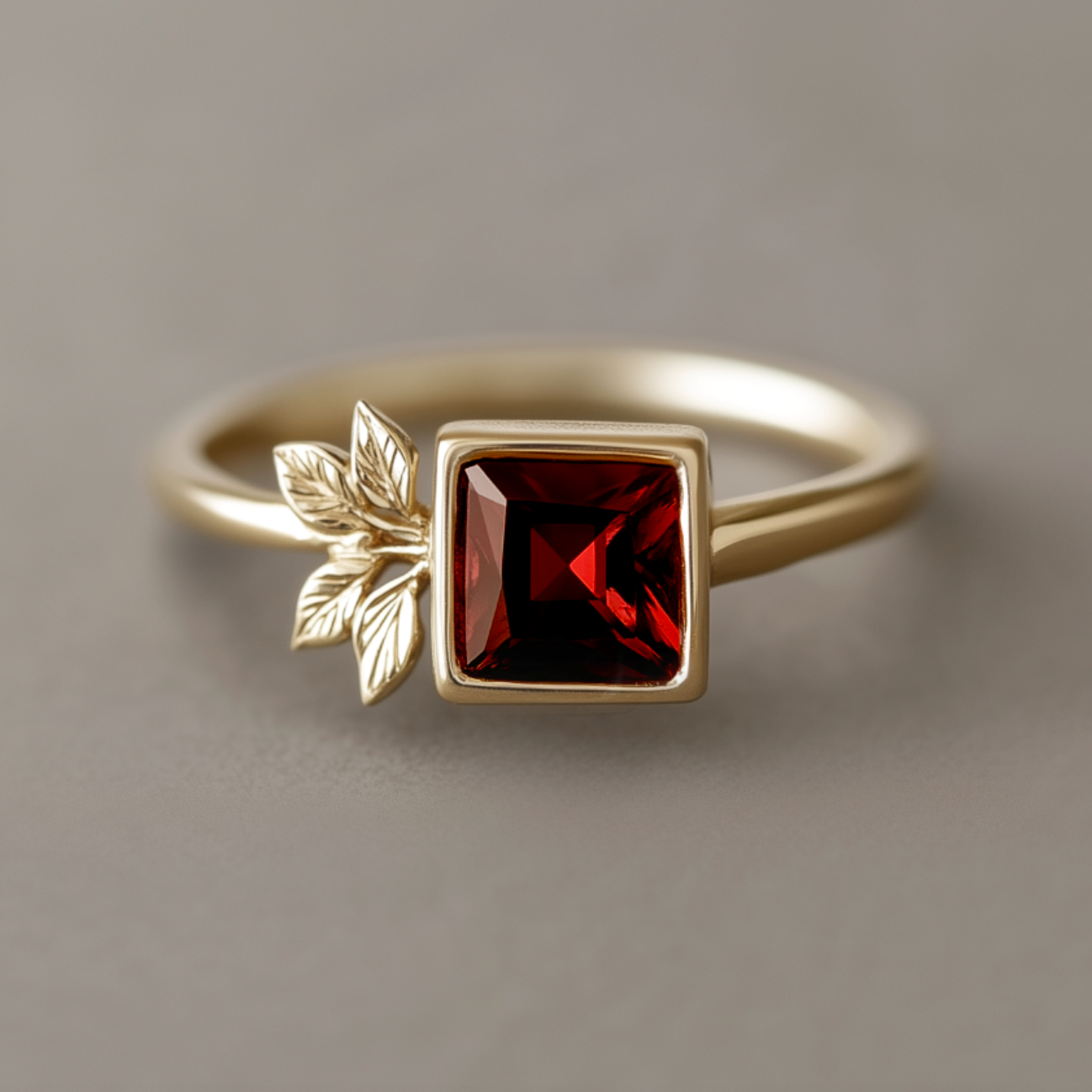 Deep Red Ring Solid Gold Deep Red Square Garnet Ring, Red Garnet engagement ring, Ga ...