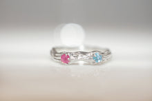 Load image into Gallery viewer, Waterland Dream Twin Birthstone Ring, Pink Tourmaline and Blue Aquamarine ring
