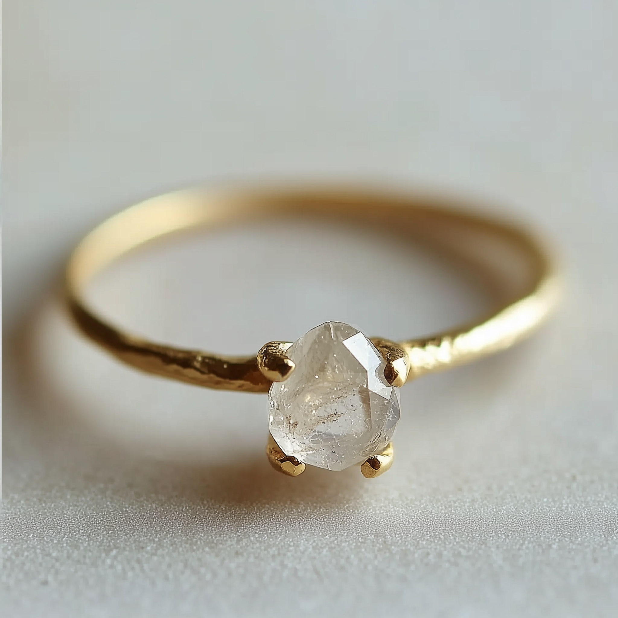 Minimalist Diamond Ring, Simple Dainty Raw Diamond Engagement Ring