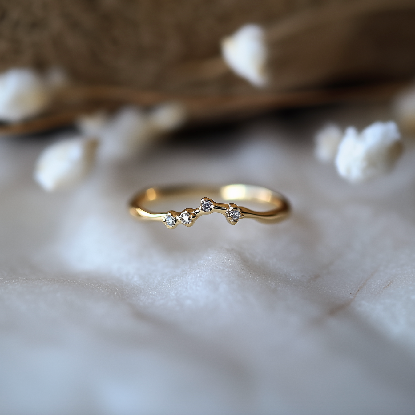 Riverlight Diamond Stacking ring, Free Formed Diamond Wedding Band