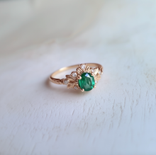 Load image into Gallery viewer, Willow Crest Emerald Engagement Ring, Emerald Wedding Ring, Emerald Jewelry
