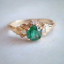 Load image into Gallery viewer, solid gold emerald ring
