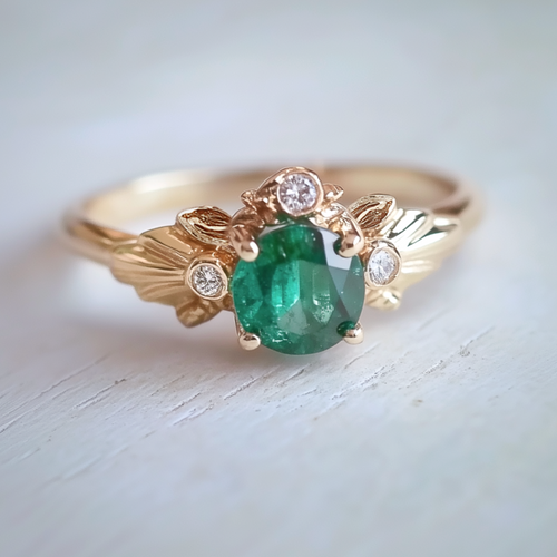 solid gold emerald ring