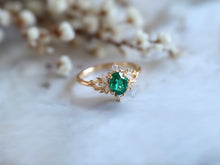 Load image into Gallery viewer, Mosslight Emerald Engagement Ring, Emerald Wedding Ring, Real Emerald Jewelry
