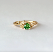 Load image into Gallery viewer, Nysa Emerald Engagement Ring, Solid Gold Emerald Wedding Ring, Real Emerald Jewelry
