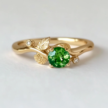 Load image into Gallery viewer, Nysa Emerald Engagement Ring, Solid Gold Emerald Wedding Ring, Real Emerald Jewelry
