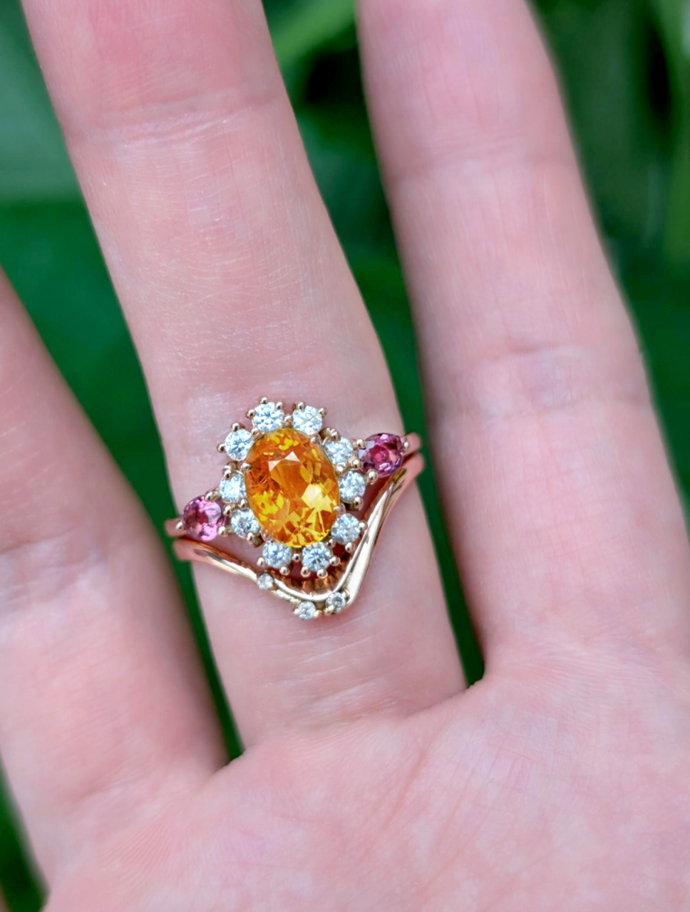 Eve's Garden Mandarine Garnet Engagement Ring, Solid Gold Engagement Ring