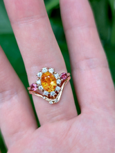 Load image into Gallery viewer, Eve&#39;s Garden Mandarine Garnet Engagement Ring, Solid Gold Engagement Ring

