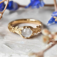 Load image into Gallery viewer, 14k Gold White Moonstone Solitary Engagement Ring
