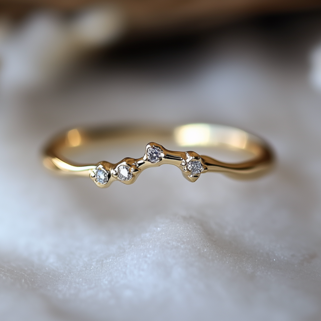 Riverlight Diamond Stacking ring, Free Formed Diamond Wedding Band