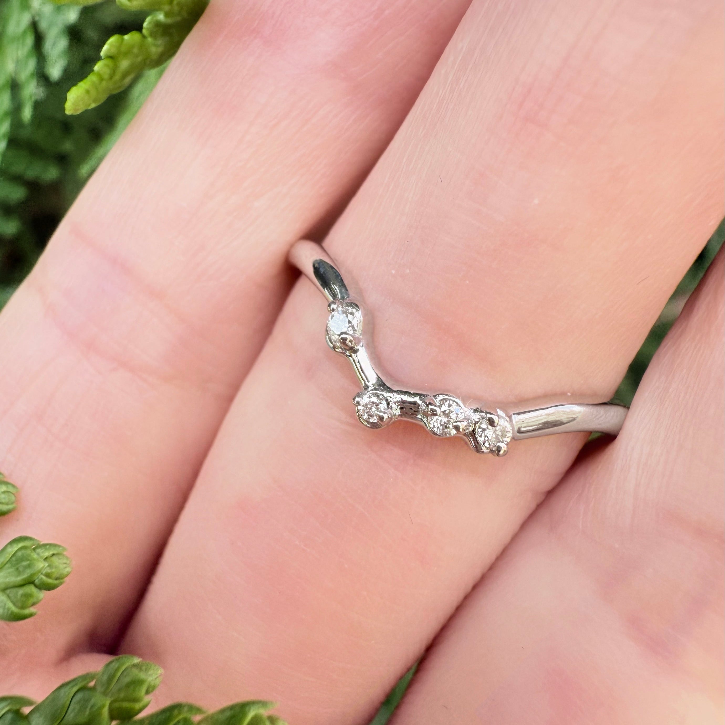 Riverlight Diamond Stacking ring, Dainty Free Formed Diamond Wedding Band