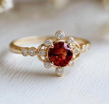 Load image into Gallery viewer, garnet engagement ring
