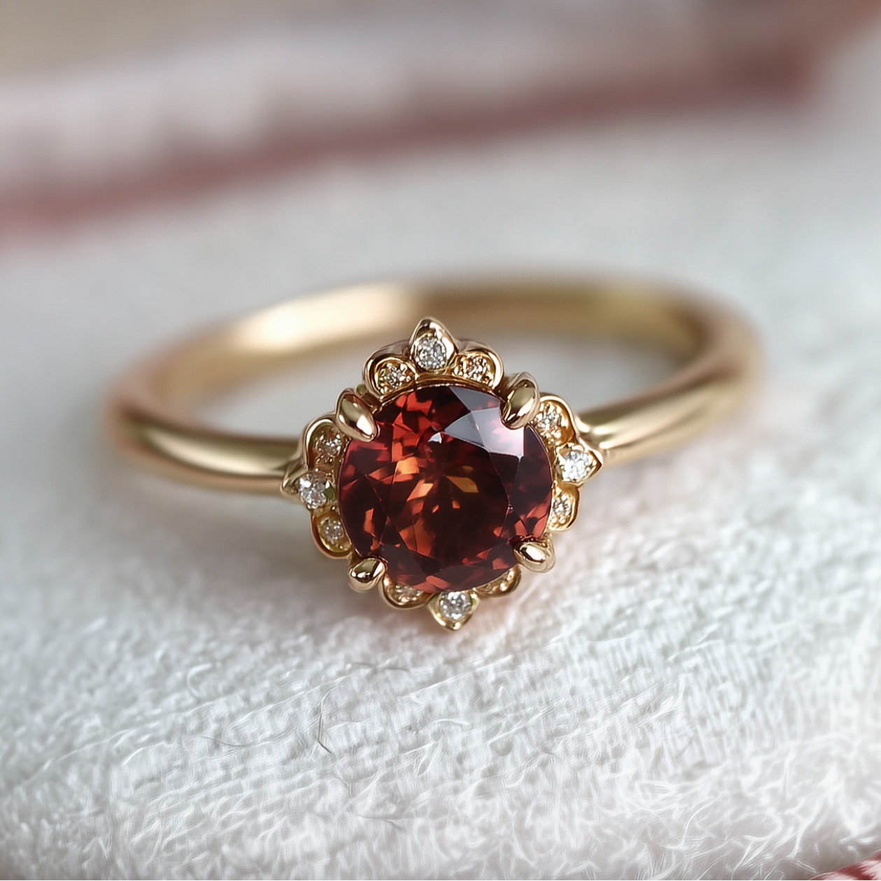 Calida 14k gold Garnet Ring, Simple Garnet engagement ring, Garnet Jewelry