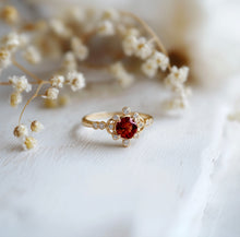 Load image into Gallery viewer, Velvet Glow Garnet Ring,  simple engagement ring
