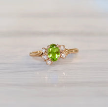 Load image into Gallery viewer, Lily of the Meadow Green Peridot Engagement ring, Peridot ring, Engagement ring
