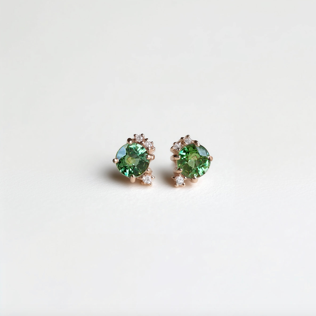 Blue Green Sapphire Stud Solid Gold, Sapphire Studs, Sapphire Piercing stud